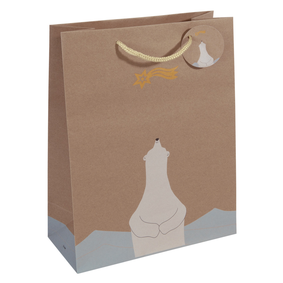 Geschenktasche, Papiertüte, Polar Bär, Polar-Bär, Taupe