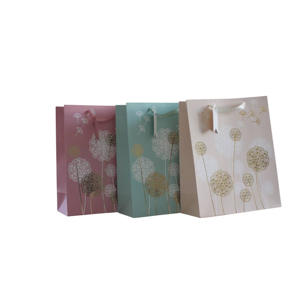 Geschenkbeutel, Geschenktüte, Dandelion Muster, Pastellfarben, Tragband