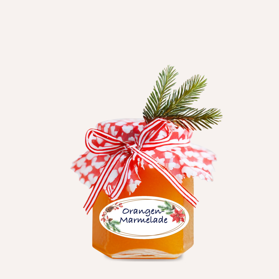 Orangenmarmelade, Glas, Kerzen?, Dekoration?, Bandage?