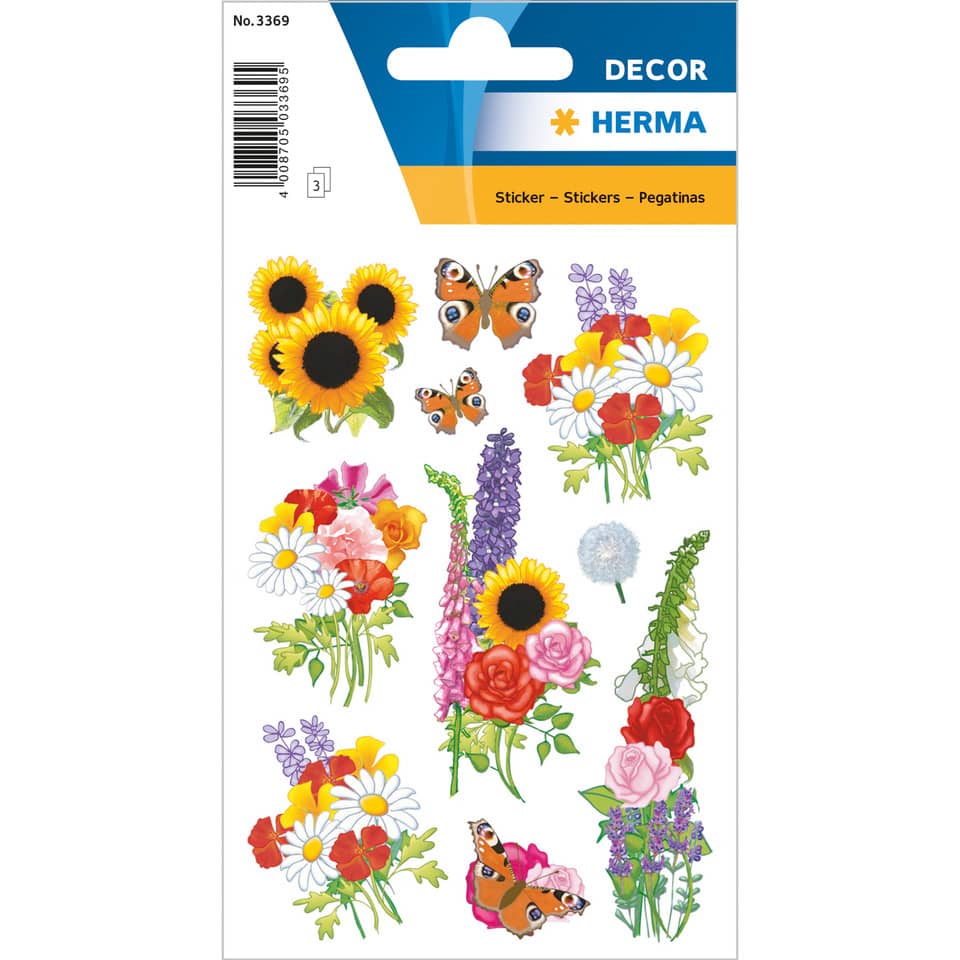 Blumen Aufkleber, Florale Aufkleber, Pflanzen Deko, Sonnenblumen Strauß, Schmetterling Aufkleber