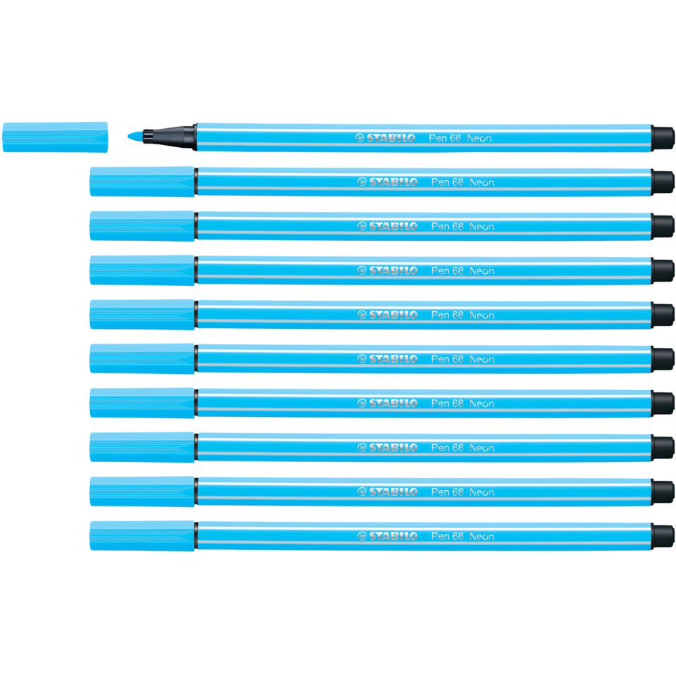blauer stift, Kugelschreiber, Neonblau, Stift, Kappe abziehbar, Stabilo Stift, Neonblau, Marker, Feiner Punkt, Kappe abgenommen