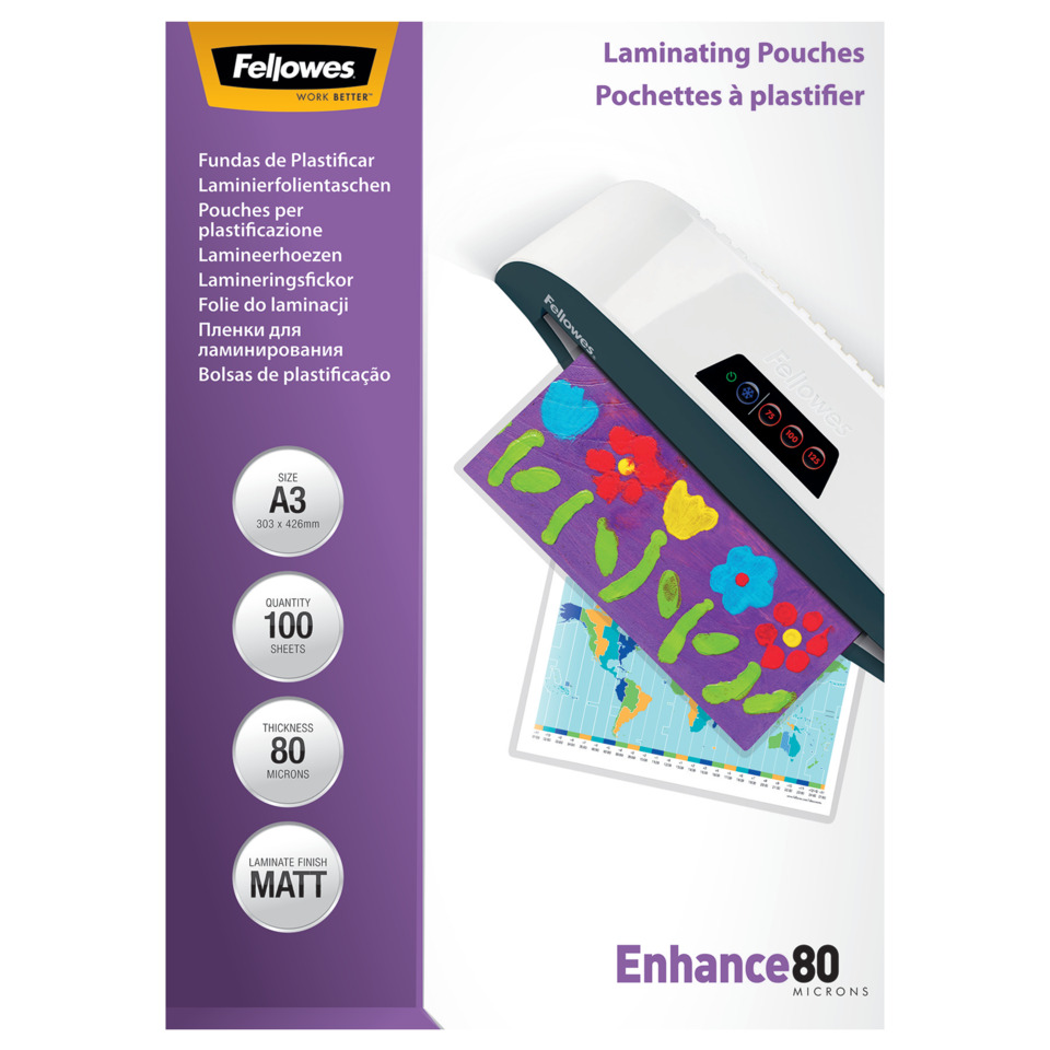 Laminierbeutel, A3, 100 Blatt, 80 Mikron, mattlackierfinish
