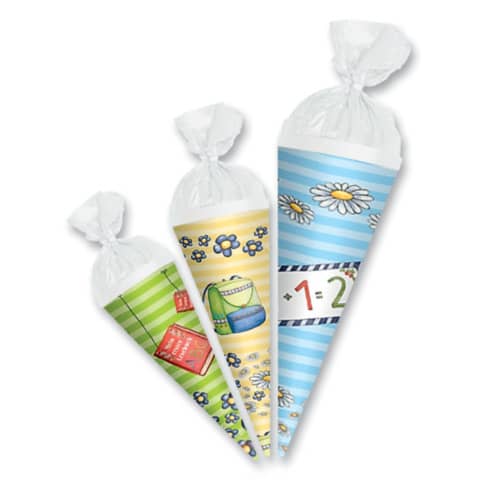 Schultüte, Anhängetütchen-Jungen, 10/12,5/15cm, 3 Stück, Kreppverschluss ROTH 671507