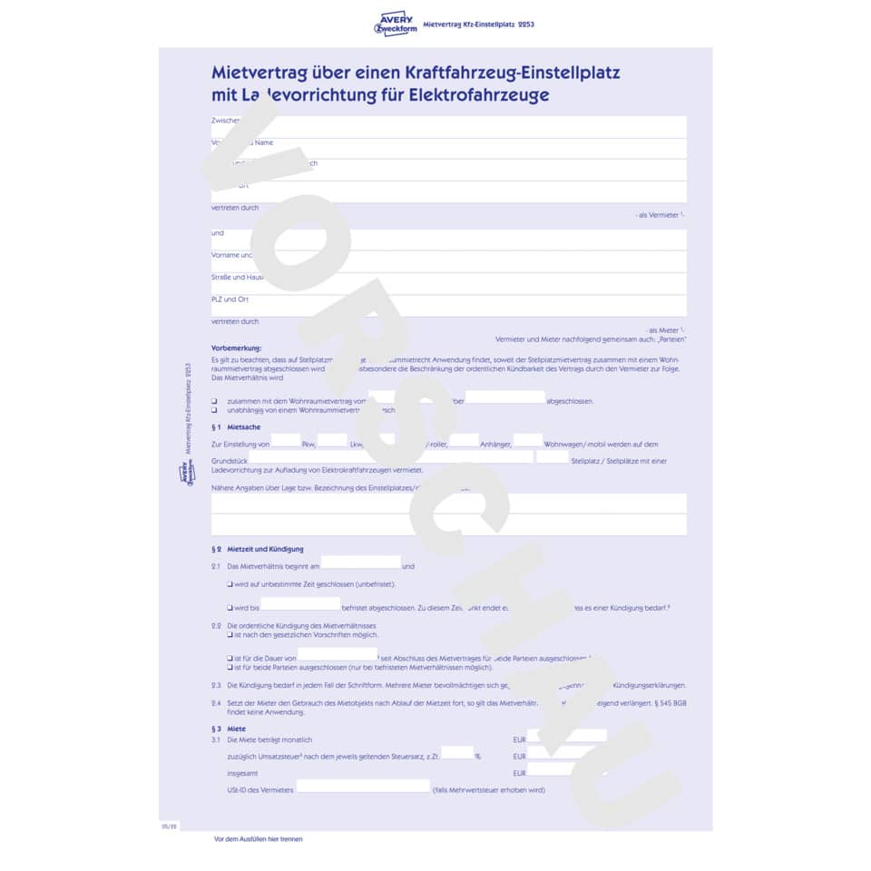 Mietvertrag, Kraftfahrzeug, Elektrofahrzeuge, Anzeige, Formular