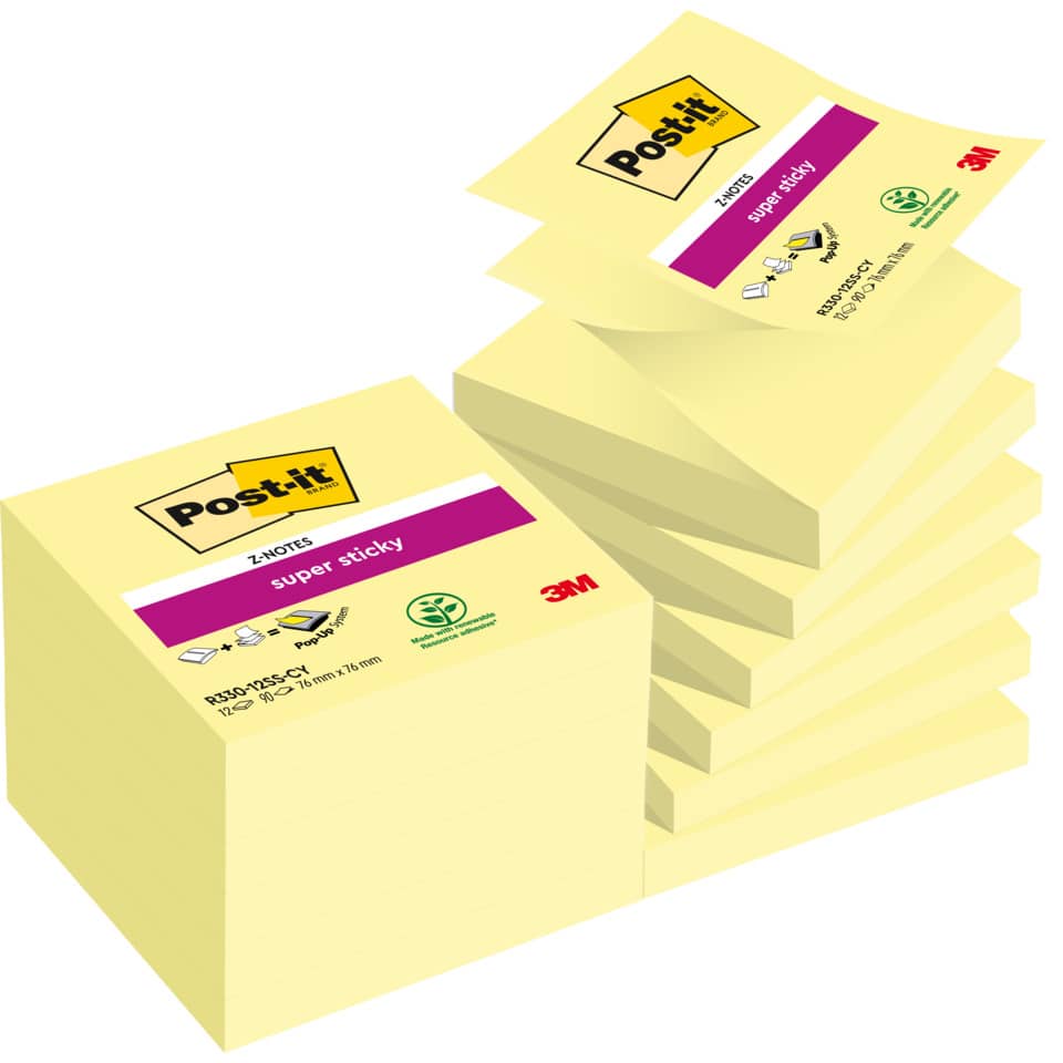 Post-it Notizen, Z-Notes, Klebefläche, Gelb, Super sticky