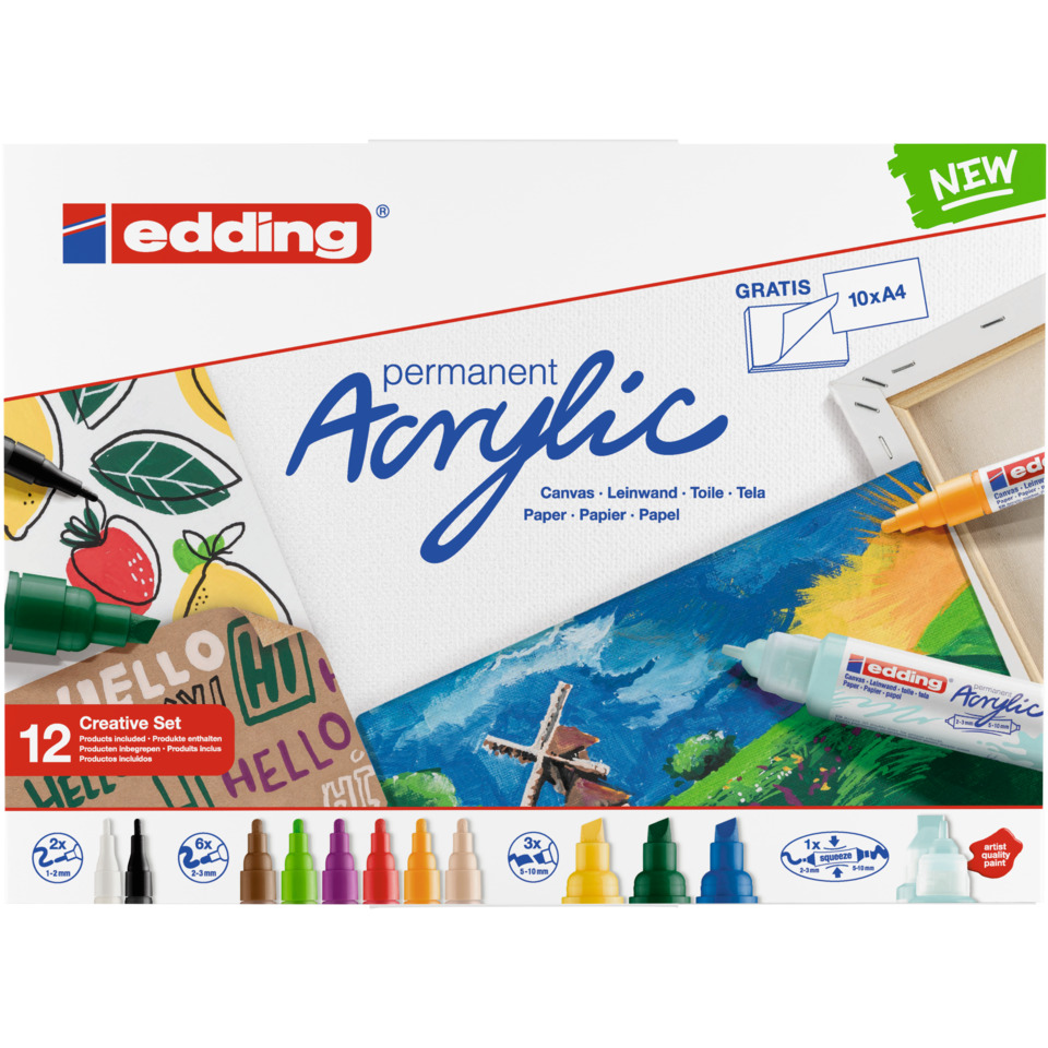 Acryl, Künstlerfarben, Malset, 12 Farben, Leinwandmalerei, Acrylicfarbe, Leinwandfarbe, Farben Set, Permanentmarker, 12 Farben