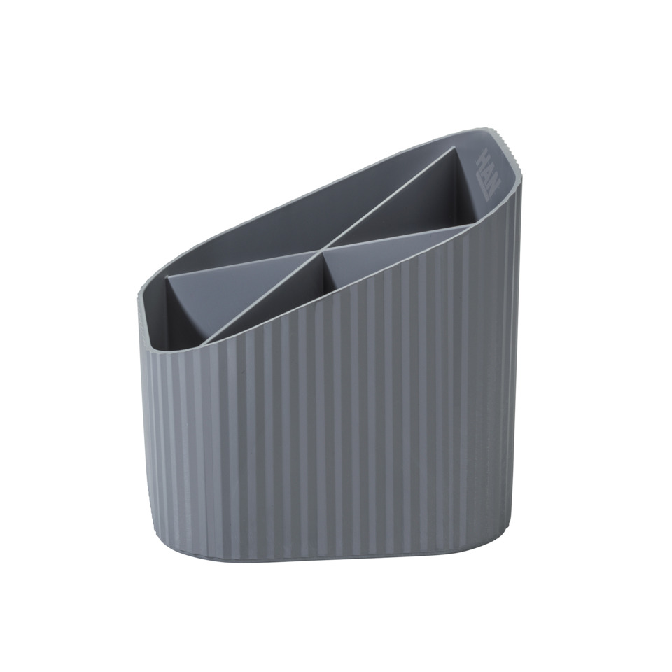 Schreibtisch-Organizer, Ordnerhalter, Kartenhalter, Grau, Rillenstruktur