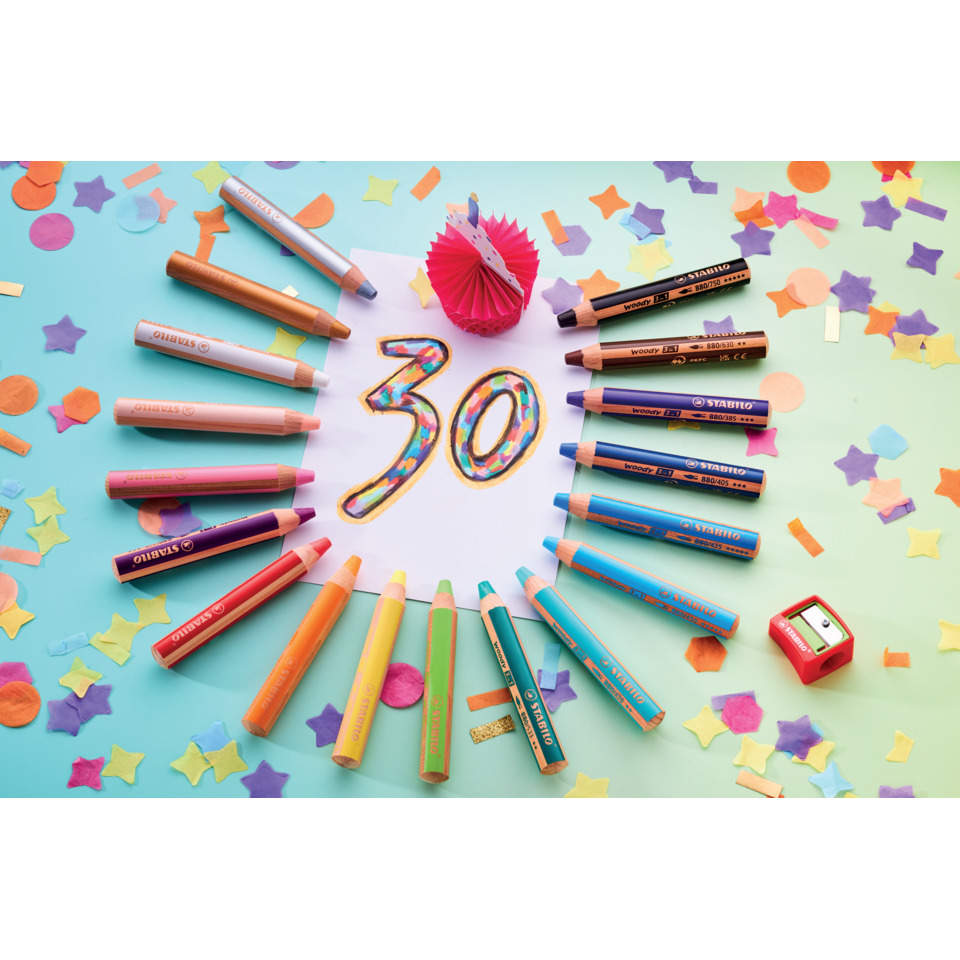 bunte bleistifte, buntstift-set, künstlerbedarf, runder feier, 30-seitiges