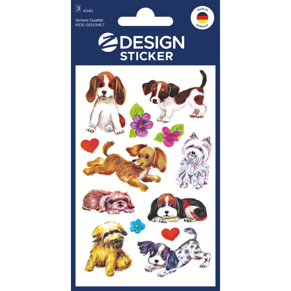 Hunde Sticker, Tier Sticker, Klebezubehör, Hunde Motive, Blumen Sticker