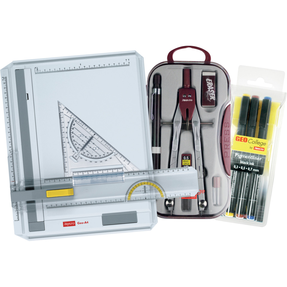 Geometrie-Set, Lineal, Geodreieck, Stiftset, Markerset