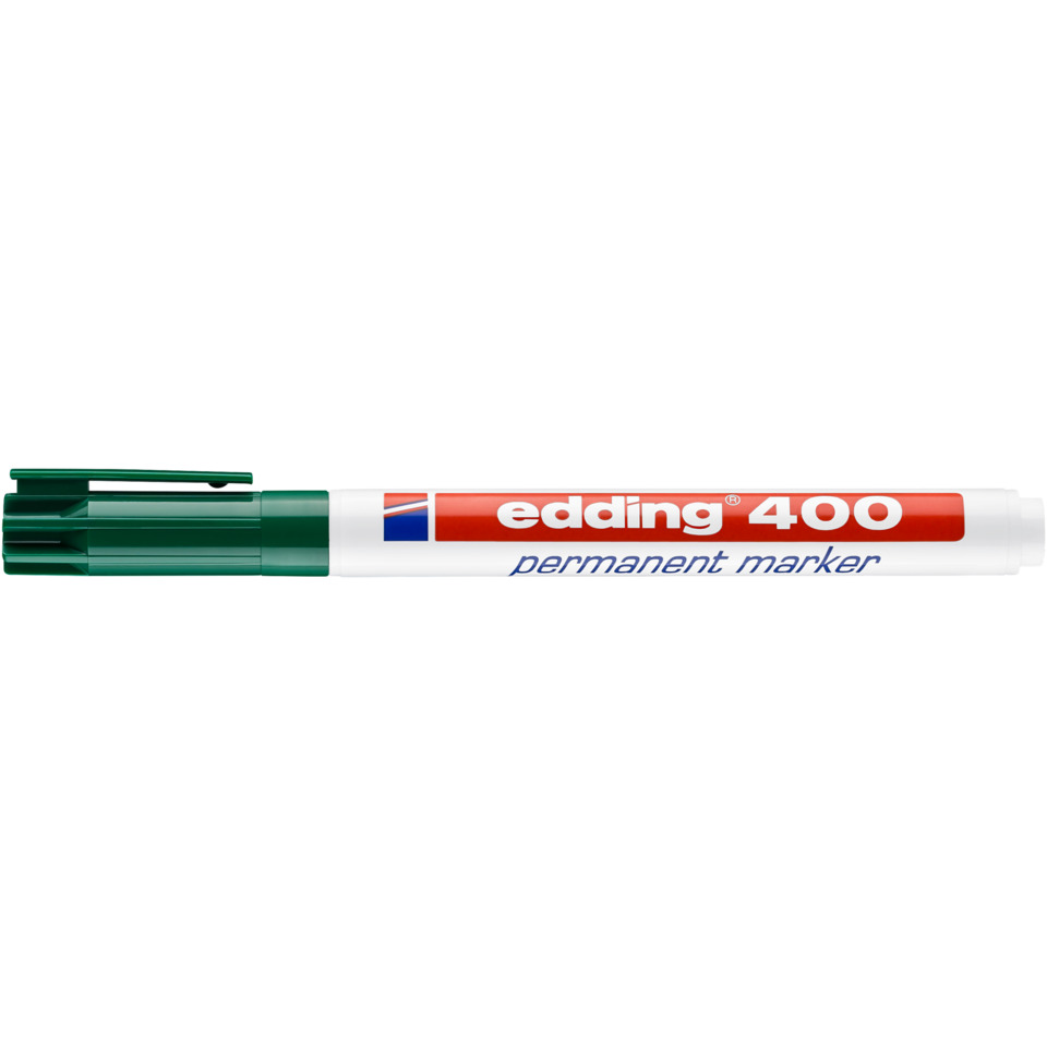 Permanent marker, Edding 400, Grüner Deckel, weißer Körper, Marker