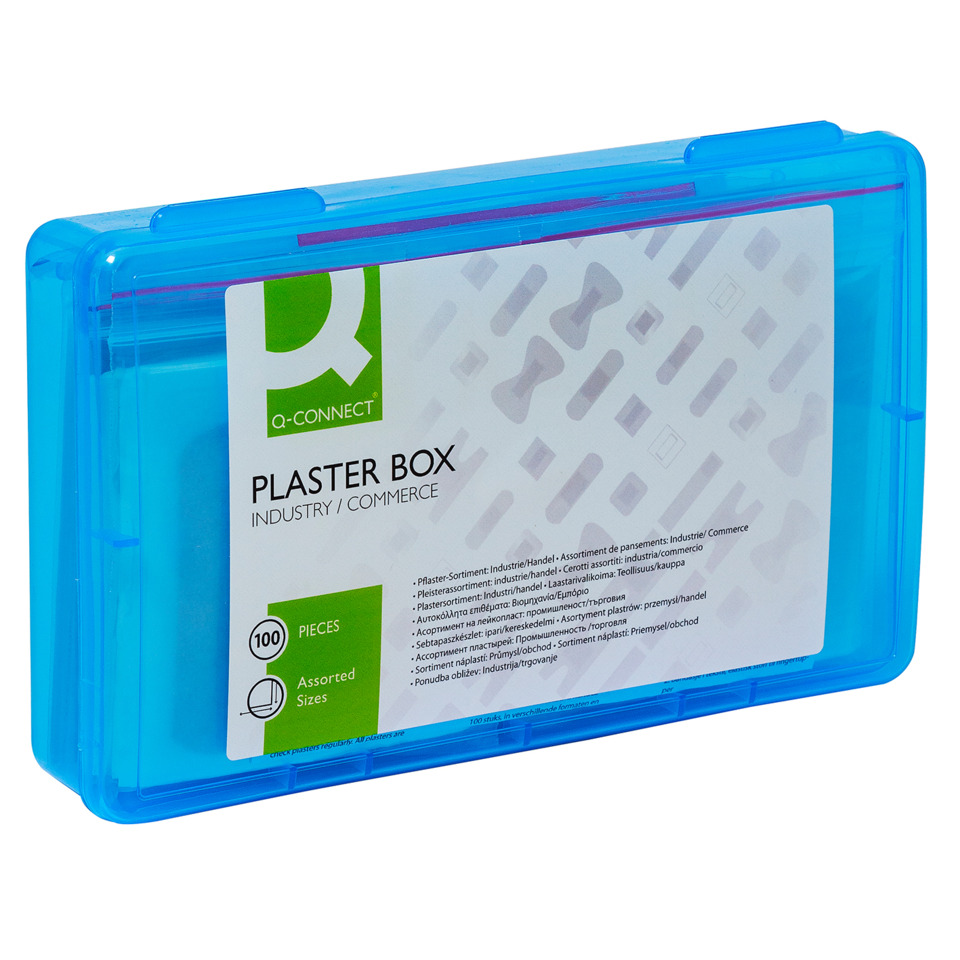 Plaster Box, Assorted Sizes, 100 Pieces, Plastic Case, Blue