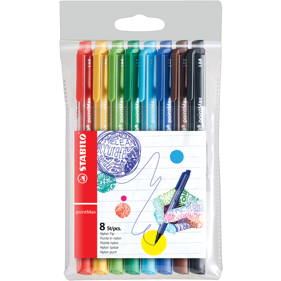 Markerstift-Set, bunte Stifte, Nylonspitze, 8 Stück, pointMax