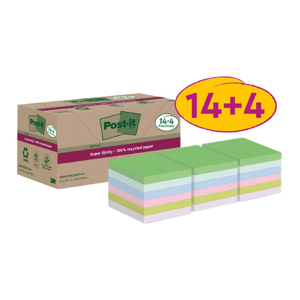 Notizblock, Post-it, Haftnotizen, Pastellfarben, Kartonbox