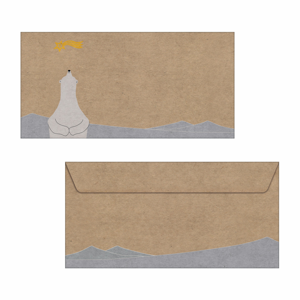 Postkarte, Umschlag, Eisbär, Berge, Sternschnuppe
