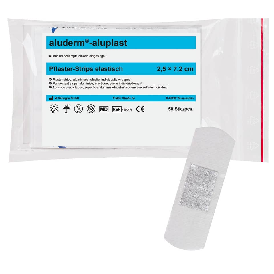 Pflaster-Sticks, elastisch, Aluderm, Aluminium-Dampfdicht, sterile Bandage