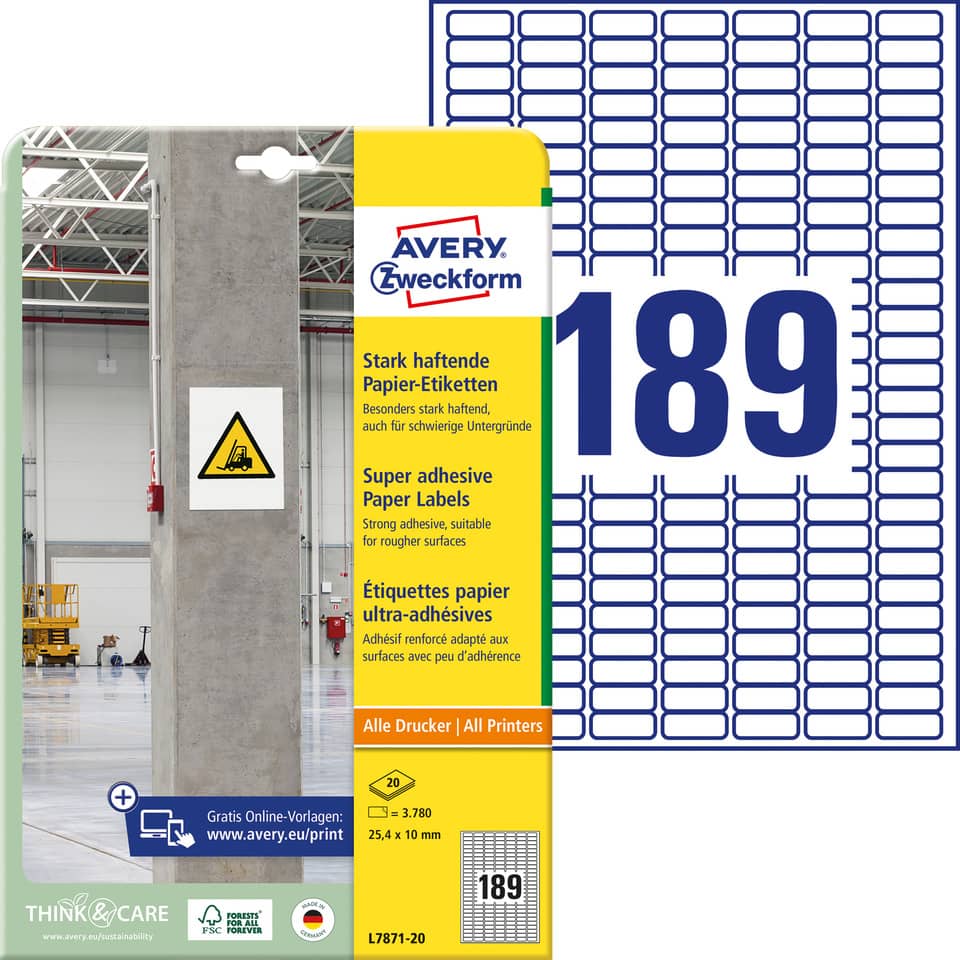 Papieretiketten, Klebebandetiketten, Super adhesiv, Trägerpapier, Etikettenbogen