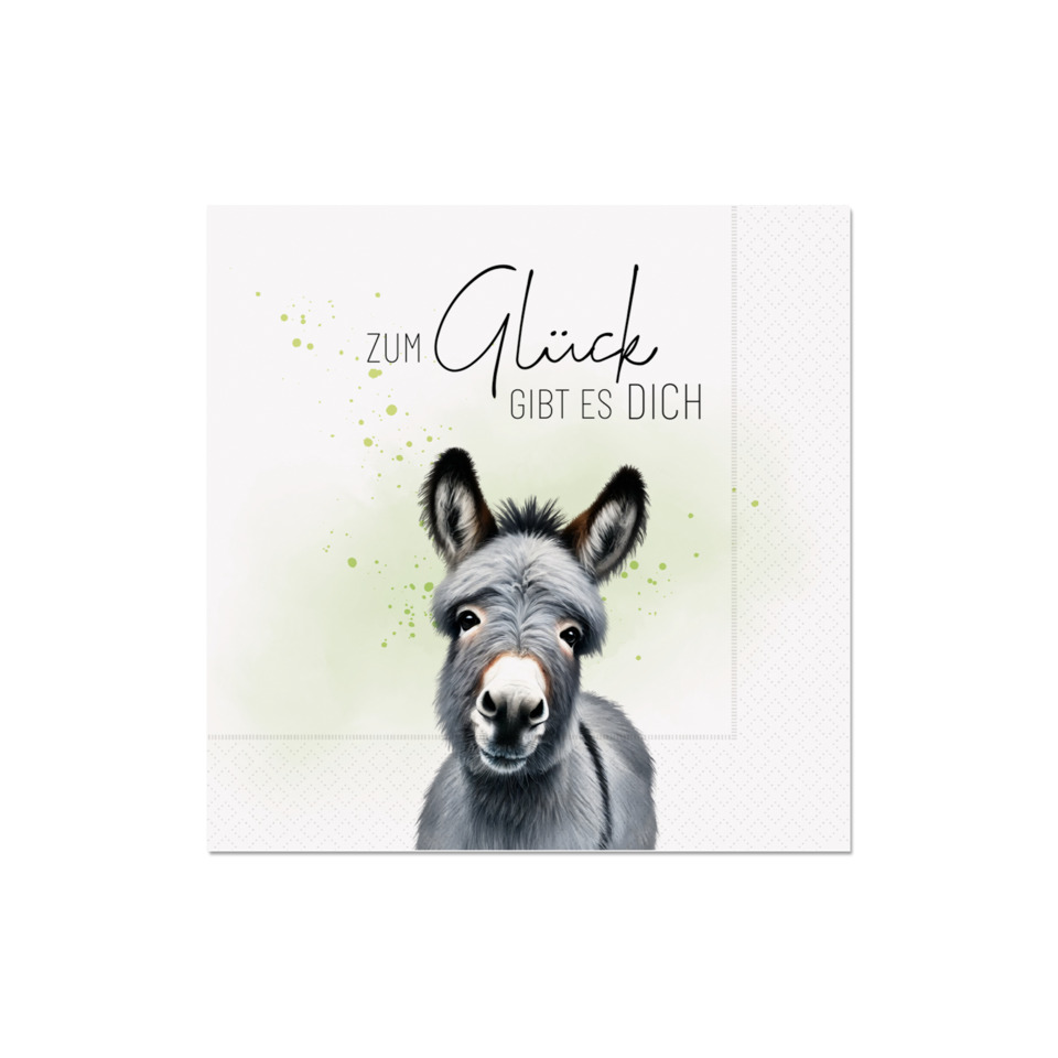 Esel, Tiermotiv, Grünes Hintergrundspritzer, Grußkarte, Collage-Design