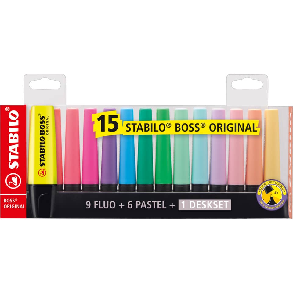 Farbmarker, Pastellfarben, Stabilo Boss, Textmarker, 12er Set