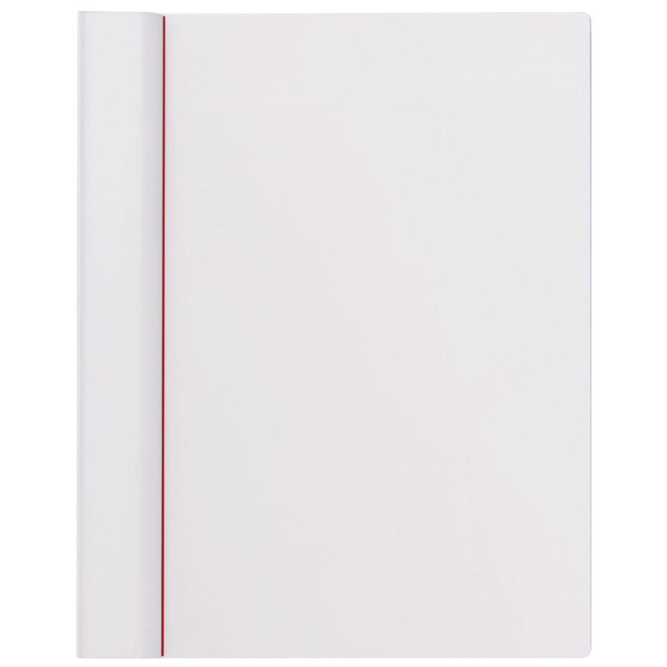 Notizbuch, weißes Cover, roter Lesezeichen, Spiralbindung?, schlichte Seite