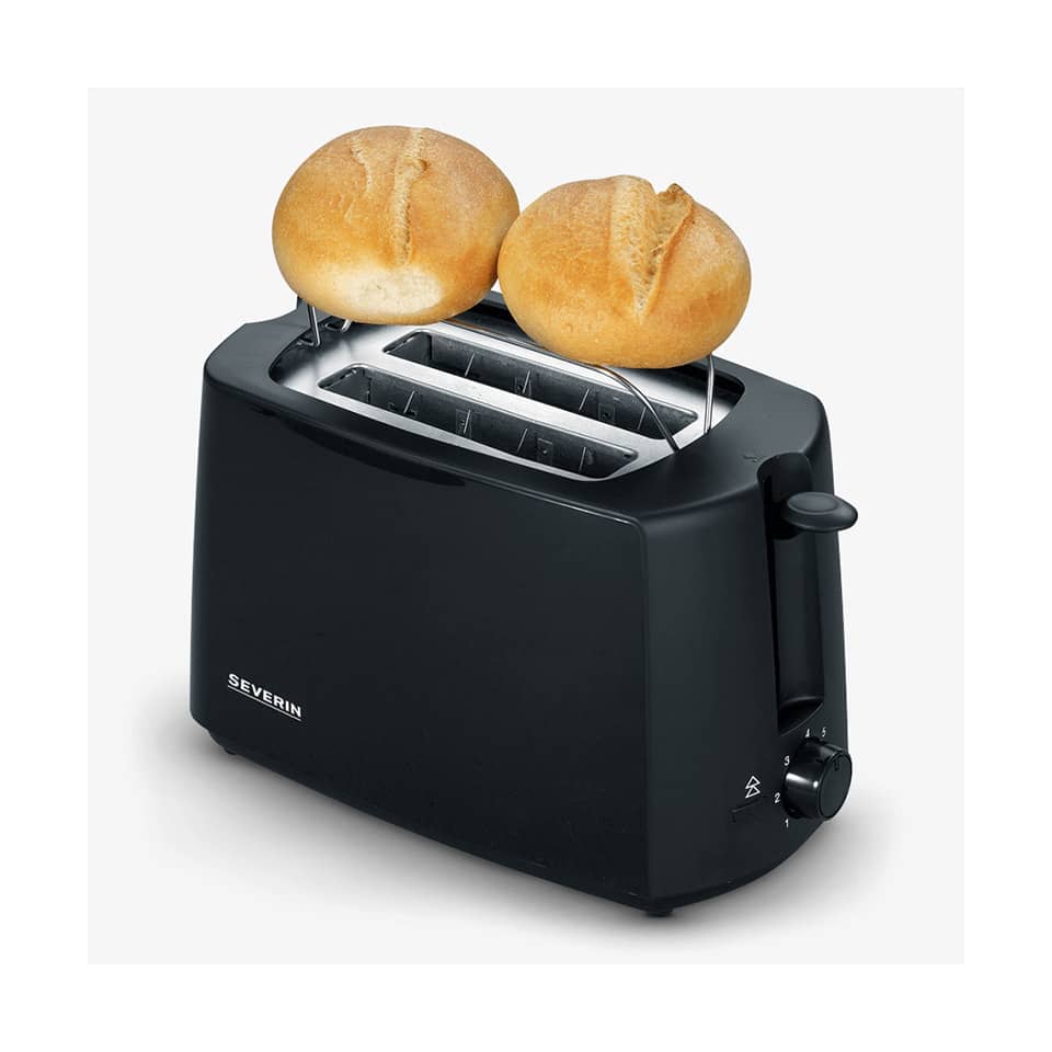 Toaster, Zweischlitz, Schwarz, Krümellauf, Schlitze für Brot