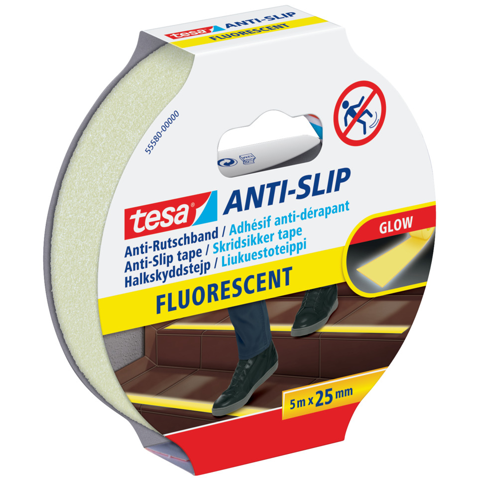 Anti-slip tape, Fluoreszent, Rollentape, 5 m, 25 mm