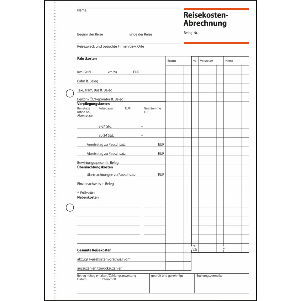 reisekostenabrechnung, formular, beleg, papier, layout