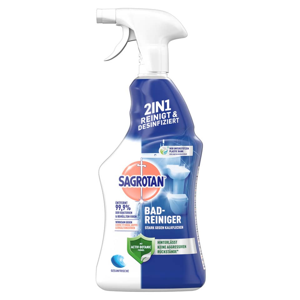 2in1, Reinigt & Desinfiziert, Badreiniger, Kalkflecken, Flasche spray