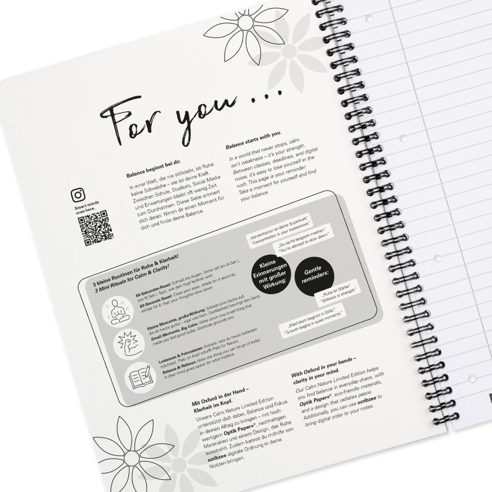 notebook, spiral-bound, linien, offen liegend, blumenmuster
