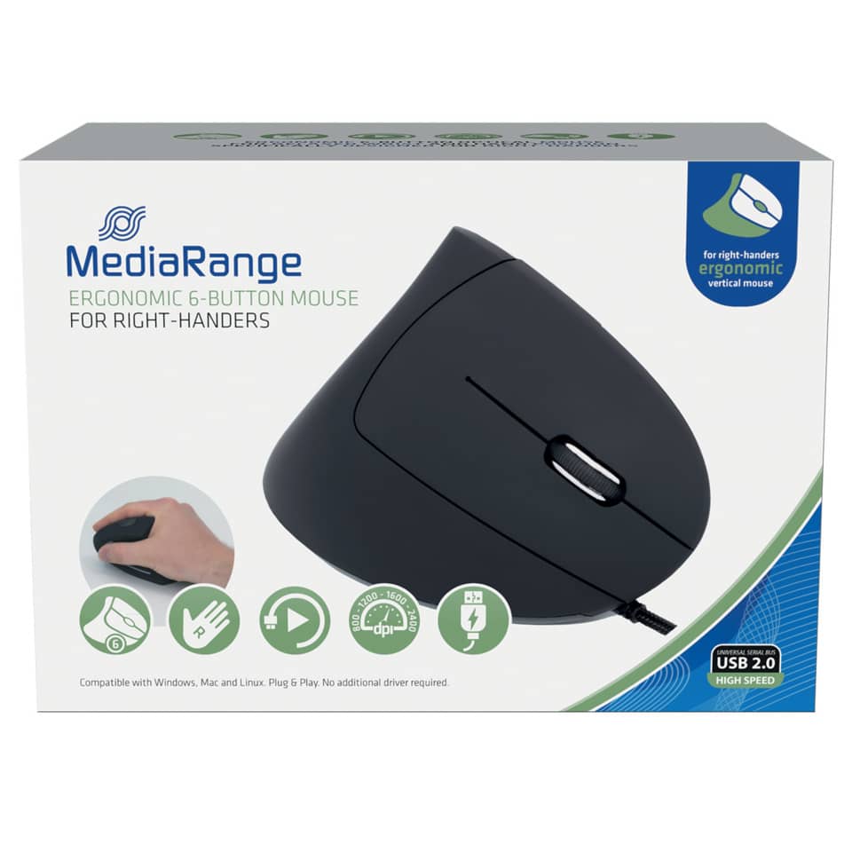 ergonomische Maus, 6-Tasten Maus, USB 2.0, vertikale Maus, rechts-händer