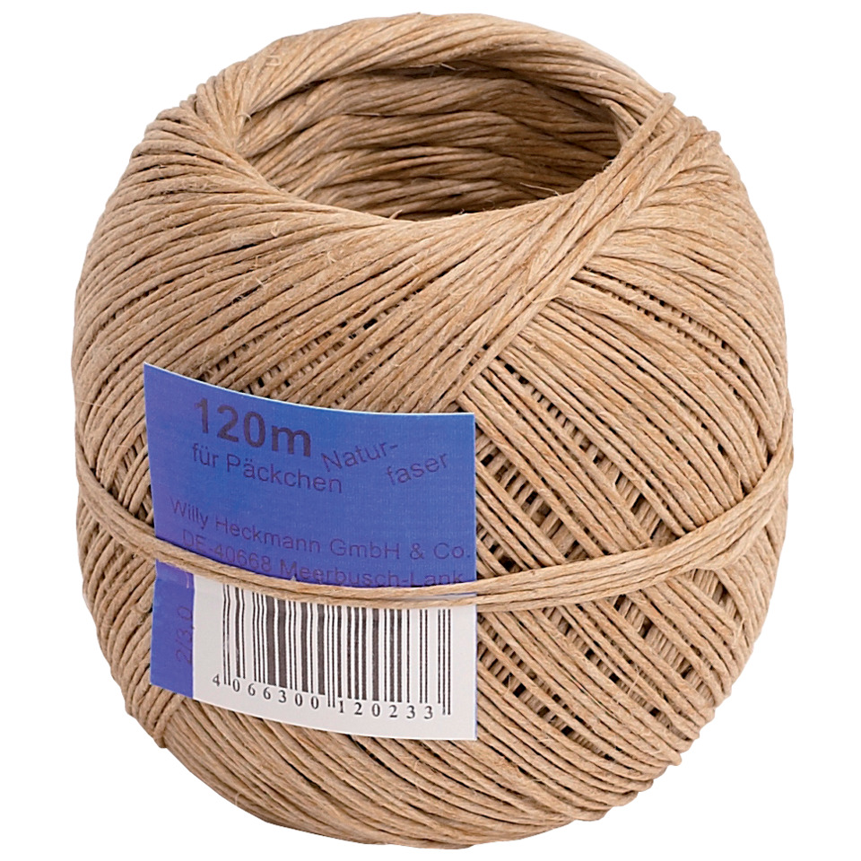 Jutegarn, Schnur, Baumwollgarn, Natural, Rolle 120m