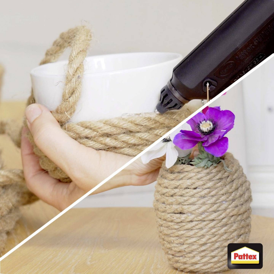 Seile, Sisal, Seilrolle, Blumenvase, Blumen