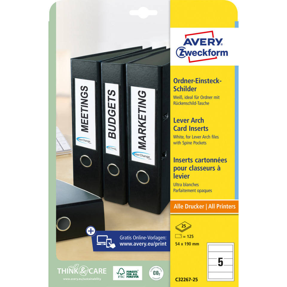 Avery Hefter, Karten-Einlegefächer, Ordner, Bürobedarf, Etikettenfächer, Büroordner, Büroakten, Schreibtischorganizer, Archivierung, Farbbandgelb