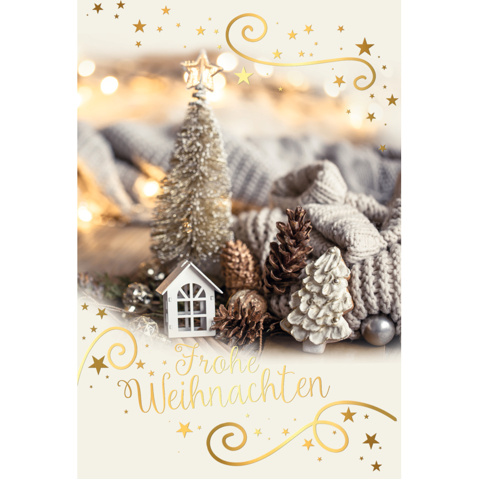 weihnachtsdeko, miniaturhaus, kerzenkranz, kegel, baum