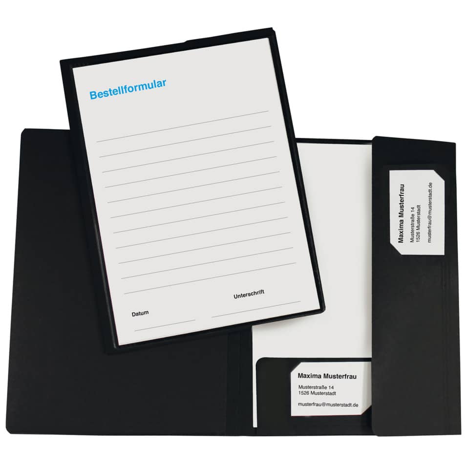 Ordner, Schwarze Mappe, Notizblock, Briefumschlag, Kartenfach
