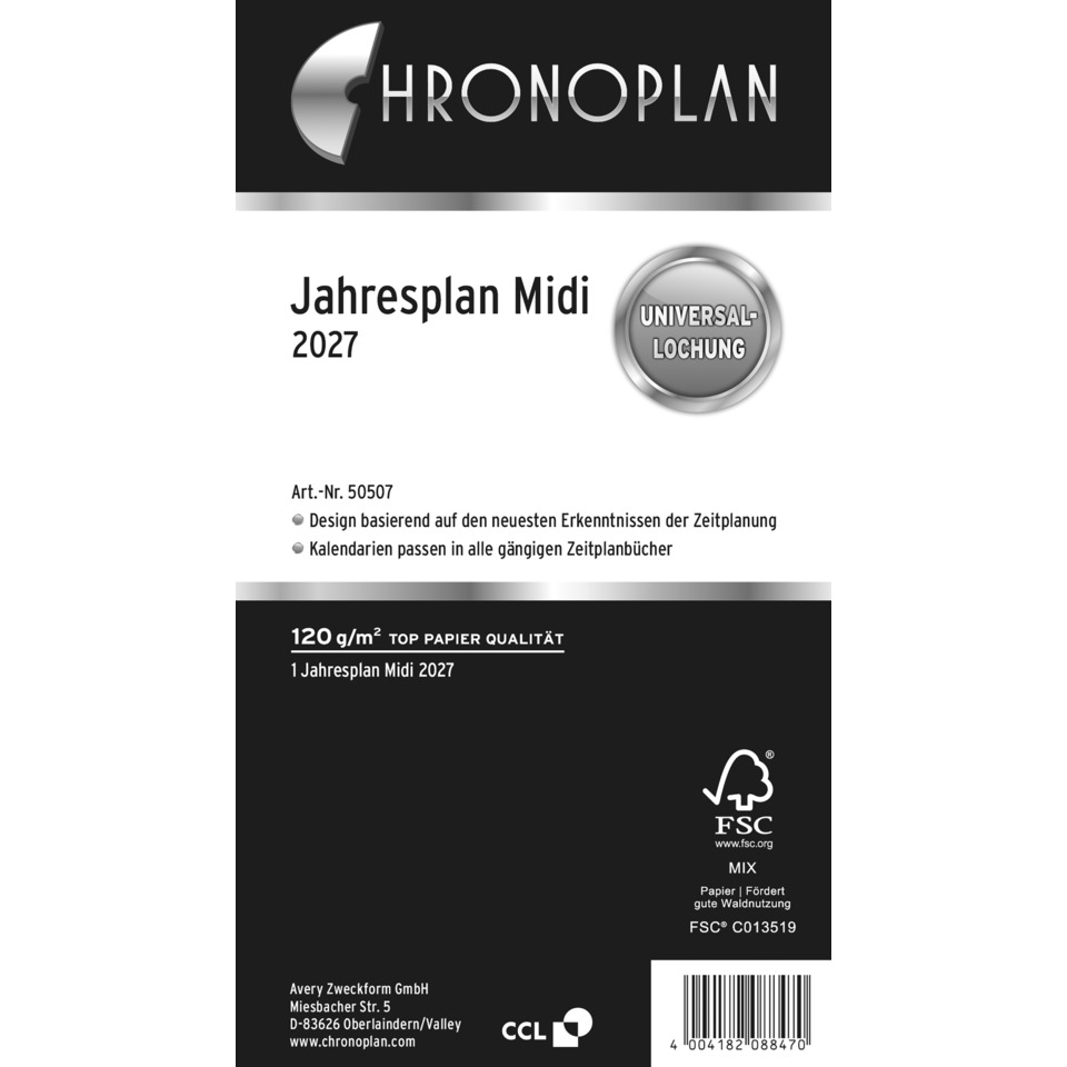 Jahresplan, Midi, Kalender, Papierqualität, FSC