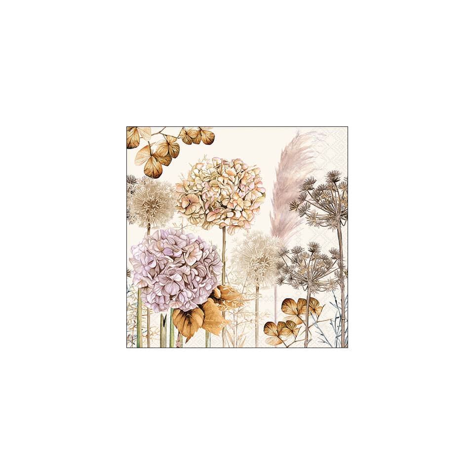 Motivserviette getrocknete Blumen, 25 x 25 cm, 3-lagig, 20 Stück AMBIENTE 12518690 Kunst, Malerei, Pflanze, Florales Design, Muster