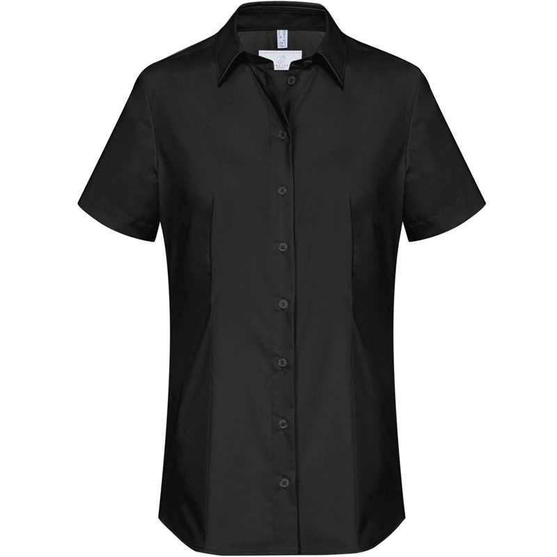 GREIFF Damen-Kurzarmbluse Basic Regular Fit schwarz