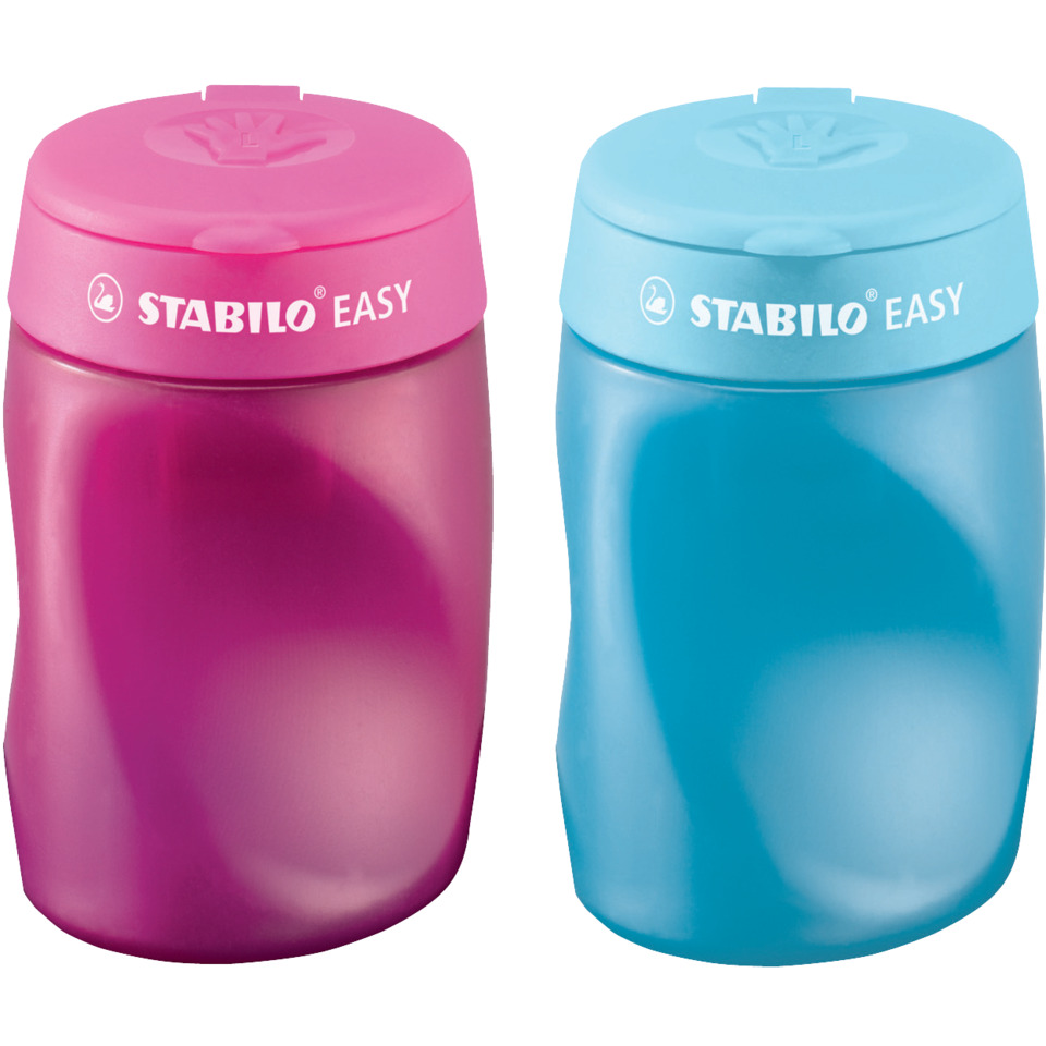 Stabilo Easy, Marker-Behälter, Zweifarbige Stifte, Rosa und Blau, Spitzer Deckel