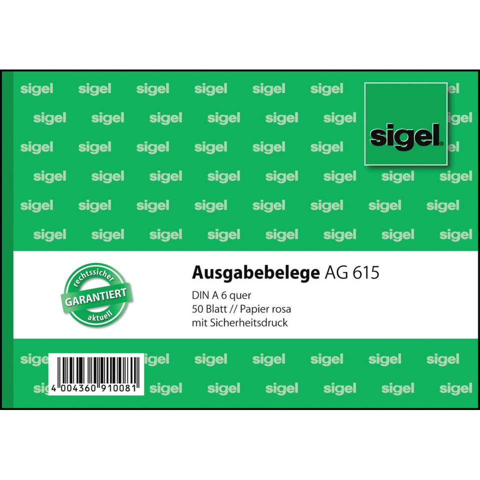 Ausgabebelege, DIN A6, Papier rosa, 50 Blatt, Sicherheitsdruck