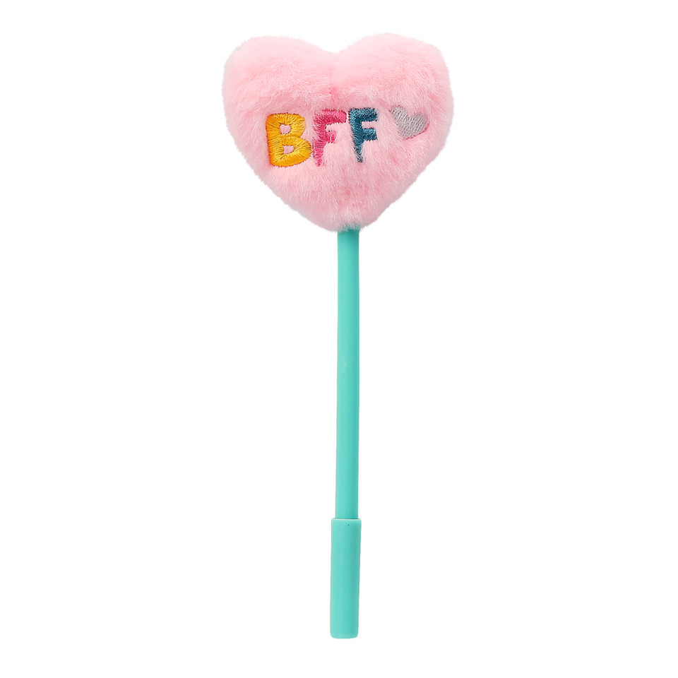 Herz-Puschelpuff, Stift mit Herz, Kawaii-Stift, Puschelkopf, Kreativwerkzeug