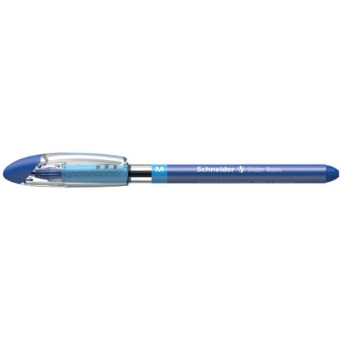 Kugelschreiber Slider Basic, Kappenmodell, M, blau, Schaftfarbe: transparent SCHNEIDER 151103