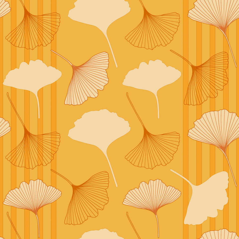 pattern, textur, ginkgo, orange, blumendesign