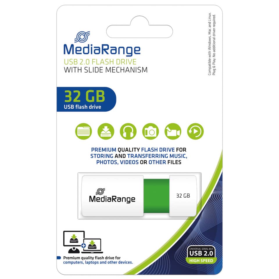 usb drive, flash drive, 32 GB, media range, slide mechanism