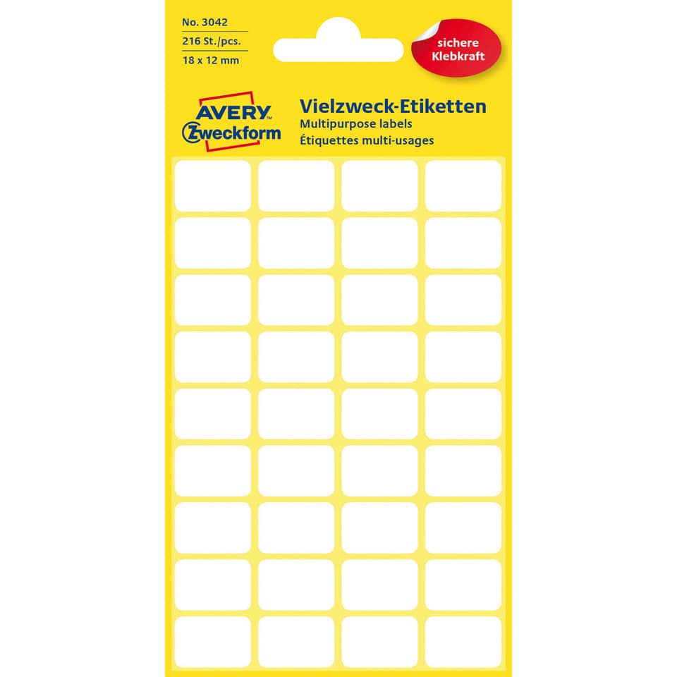Etiketten, Klebepunkte, Mehrzwecketiketten, Vielzwecketiketten, Aufkleberfeld