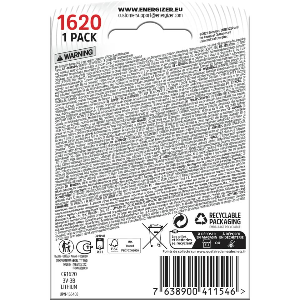 1 Pack, Batterie, Lithium, CR1620, Knopfzelle