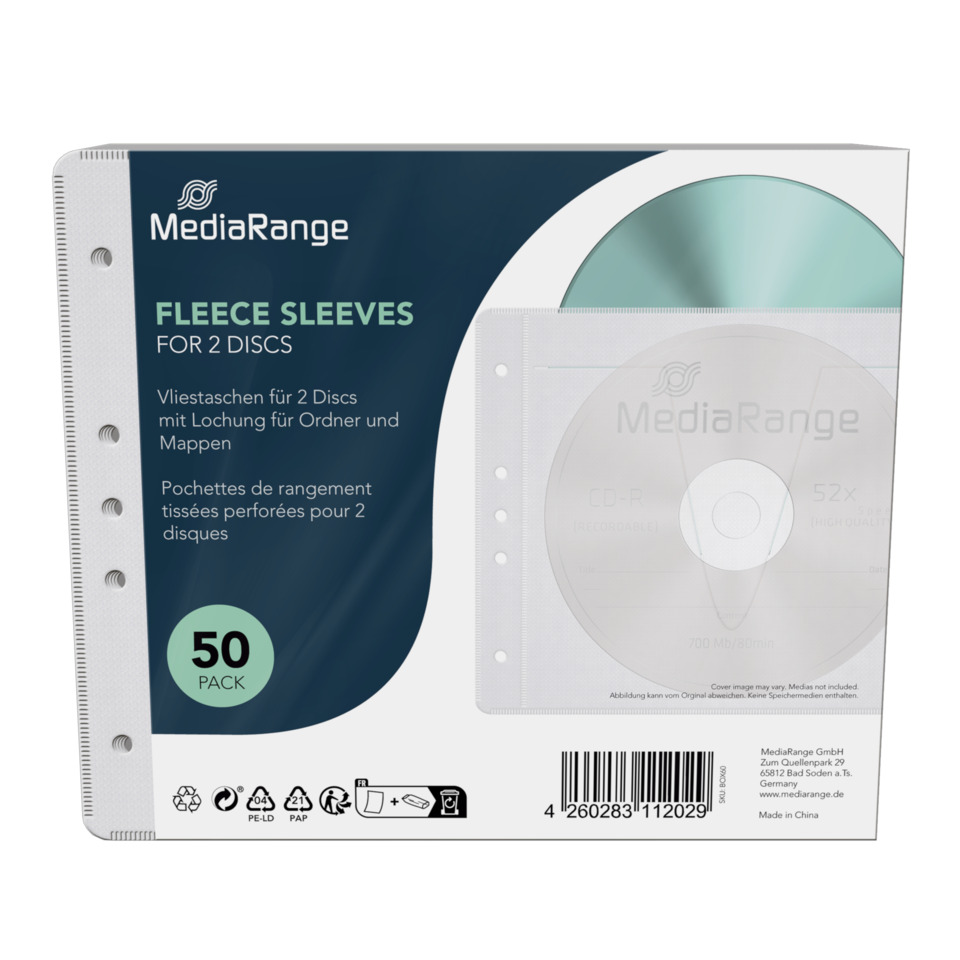 Fleece sleeves, CD/DVD-Hüllen, Discbundeln, Schutzhüllen, 50er Pack