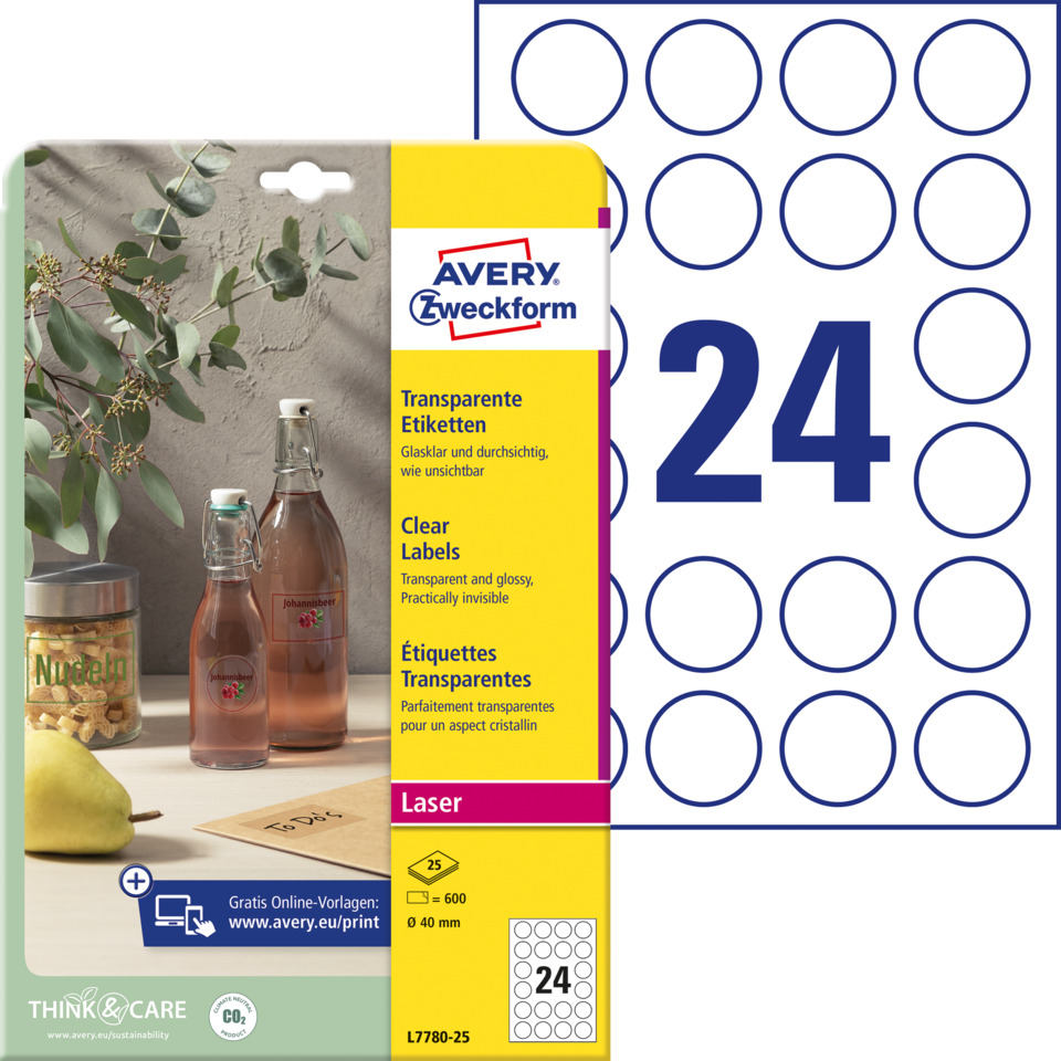 Etiketten, Aufkleber, Beschriftung, Klebemarke, Rundetiketten, Etiketten, Transparent, Etiketten, Laser, 24 Kreise
