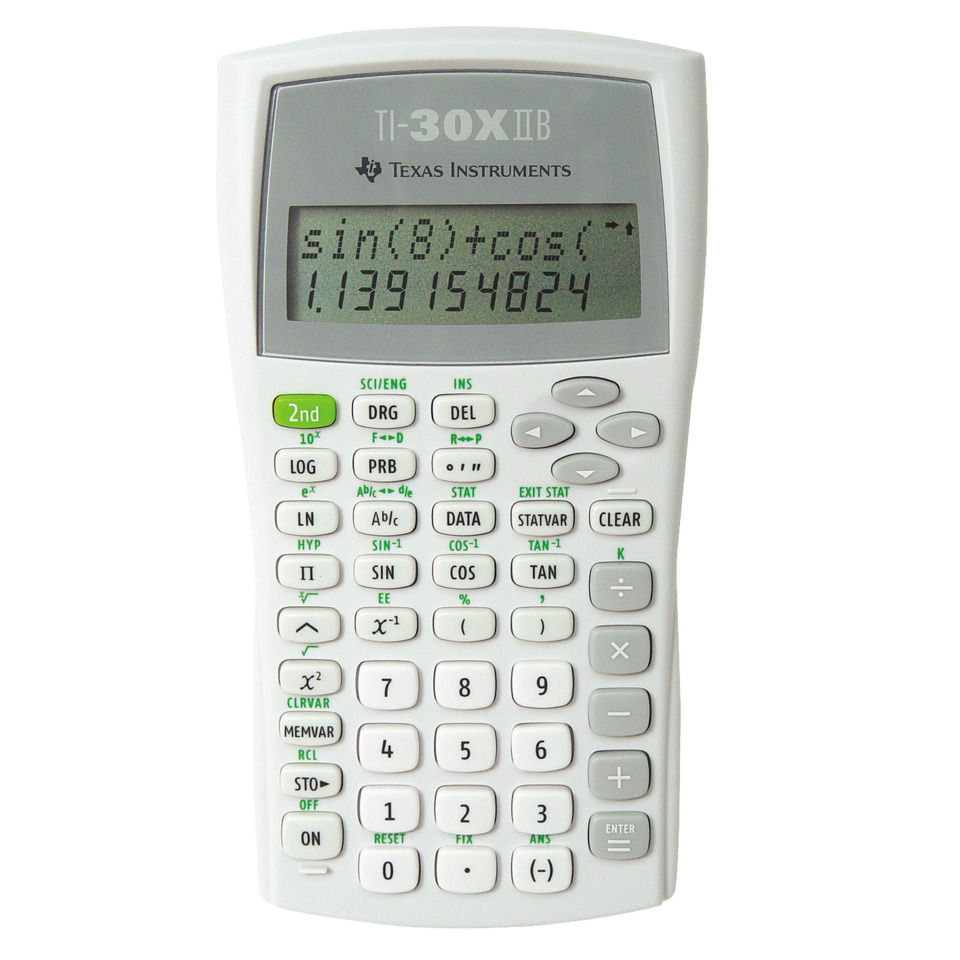 scientific calculator, Texas Instruments, LCD display, button keypad, numeric keypad