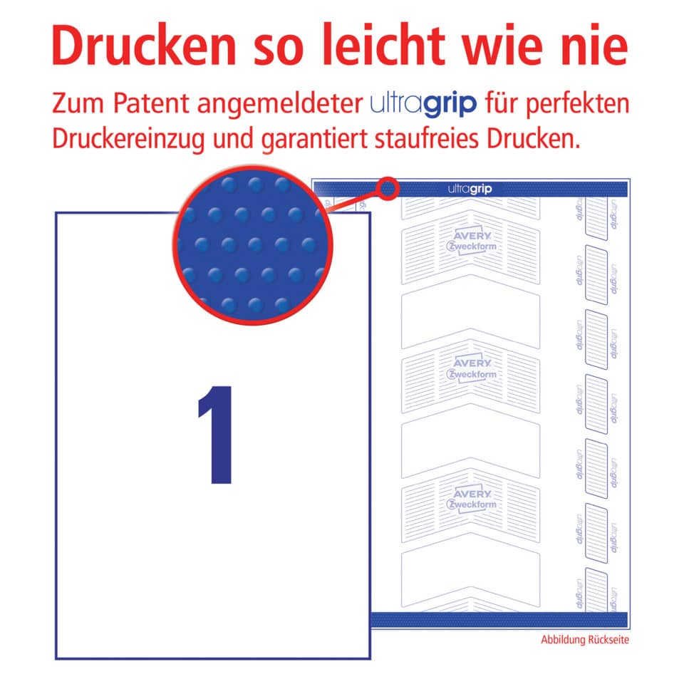 Bewerbungsbild?, Avery Druckbogen, Rückseite?, Dokumentenschutz?, Druckmarke